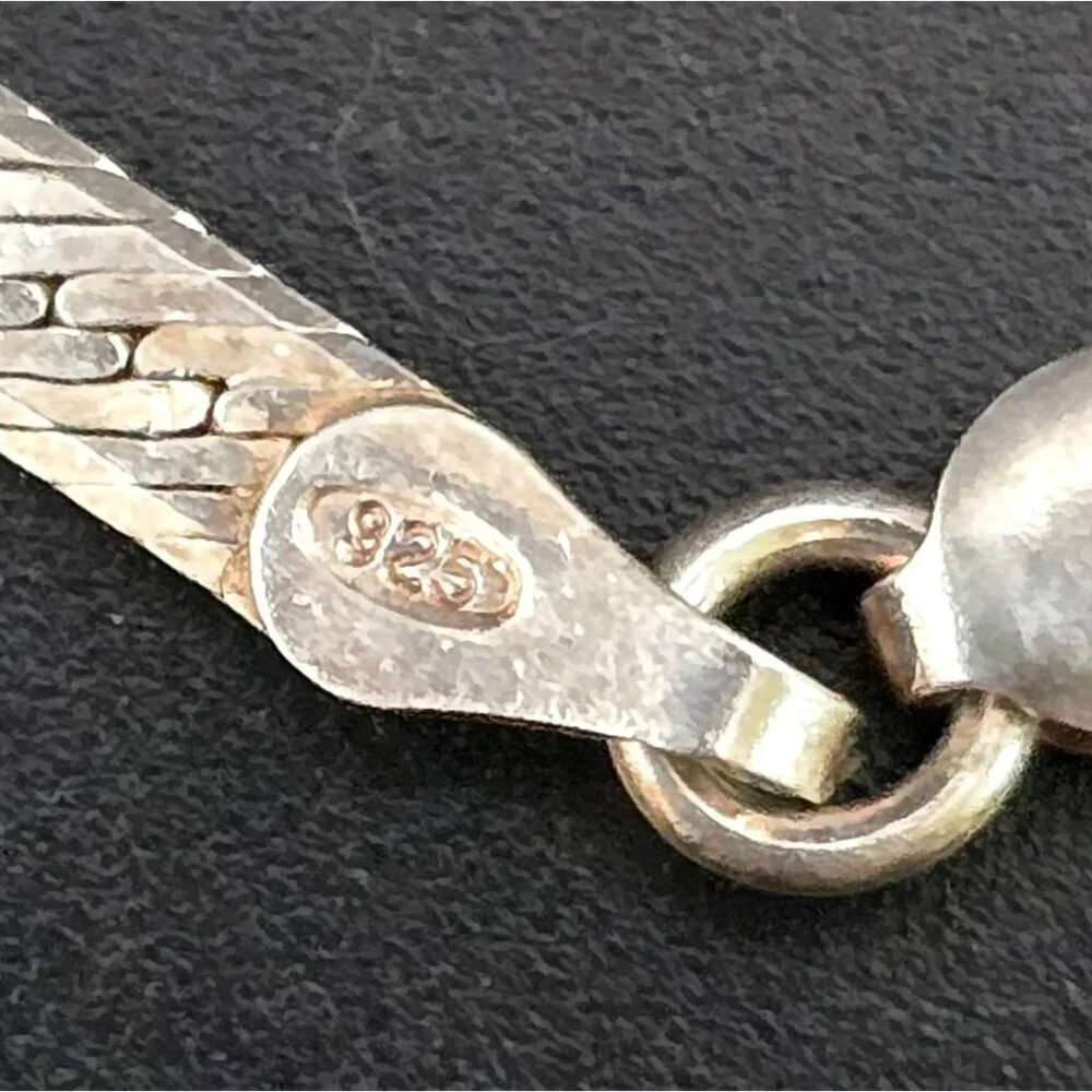 Vior 925 Sterling Silver Vntg Snake Chain Bracelet With Lobster Clasp Italy - Picture 4 of 10